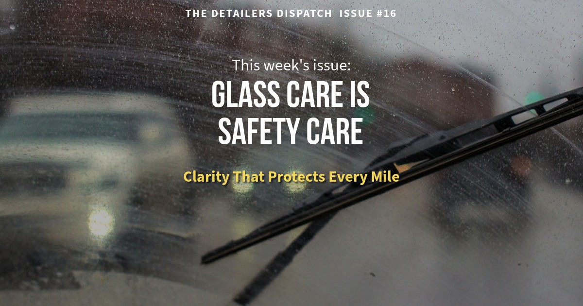 Inside car looking through dirty smearing windshield in bad weather