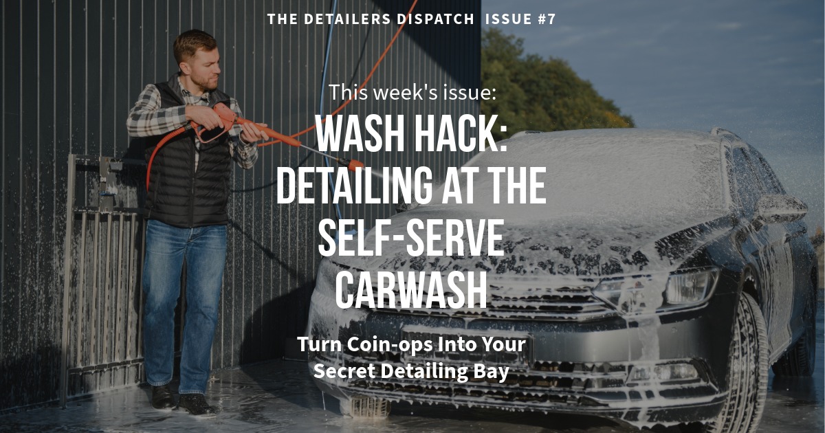 car detailing at self service carwash coin op wash bay