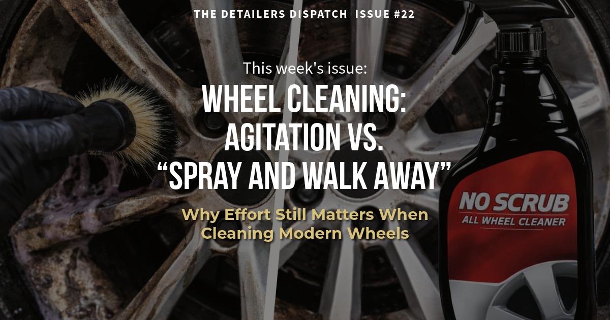 Cleaning wheels with a brush and wheel cleaner